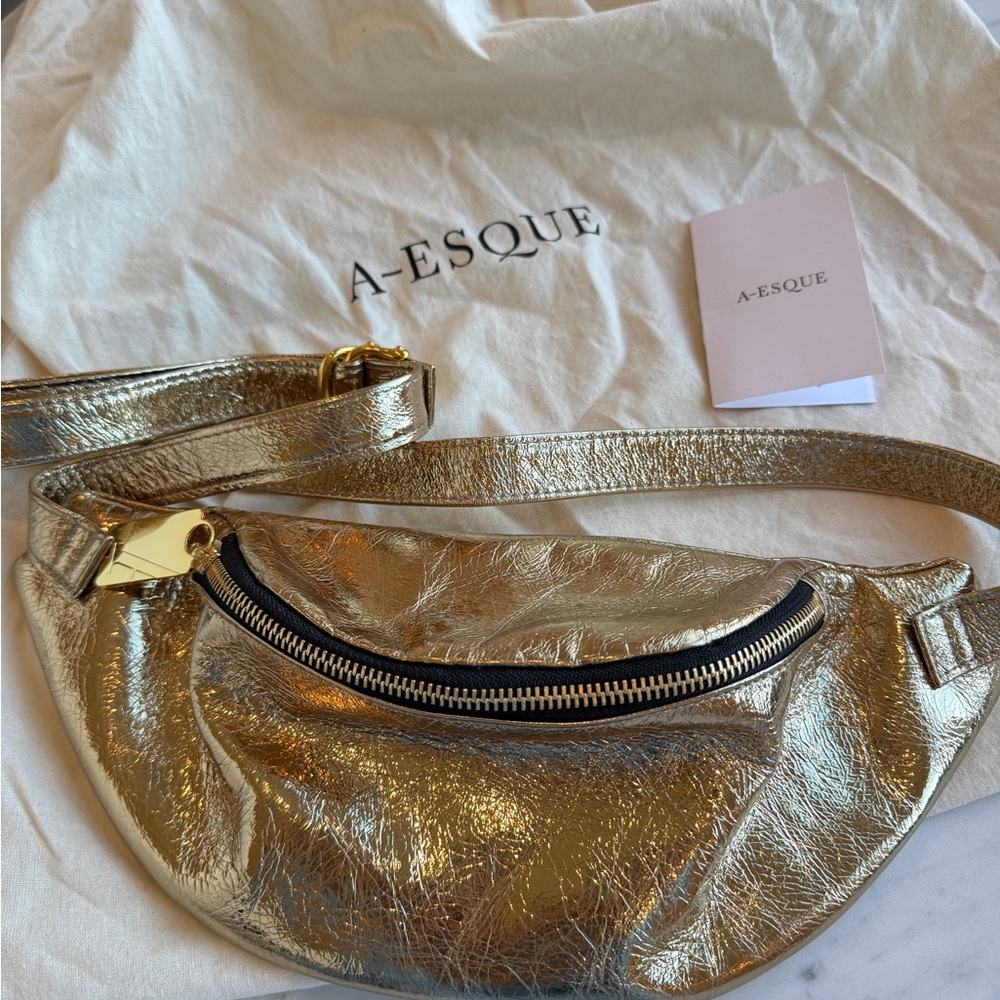 Gold Leather A-ESQUE Women's Cross Body Bag (never used)